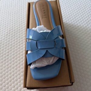 Journee Collection Glossy Periwinkle Slide Mules